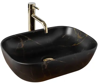 Умывальник (раковина) REA BELINDA BLACK MARBLE MAT накладной черный матовый (REA-U8908)