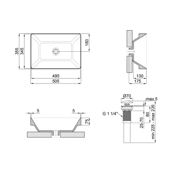 Раковина Qtap Crow 500x350x180 White с донным клапаном QT0511L582W Раковина Qtap Crow 500x350x180 White с донным клапаном QT0511L582W