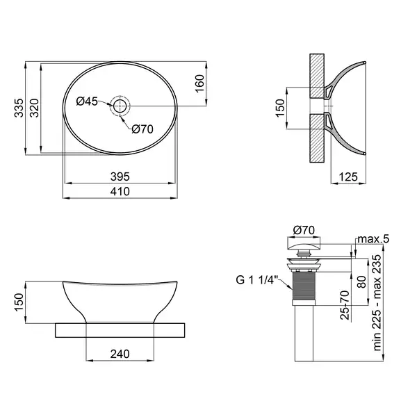 Раковина-чаша Qtap Dove 410x335x145 White с донным клапаном QT06113078W
