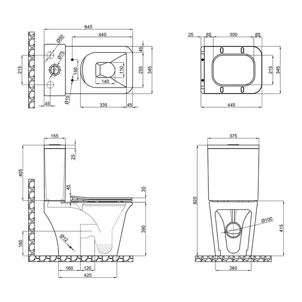 Унитаз-компакт Qtap Kalao безободковый с сиденьем Soft-close QT08221213AW (QT08221213A W)
