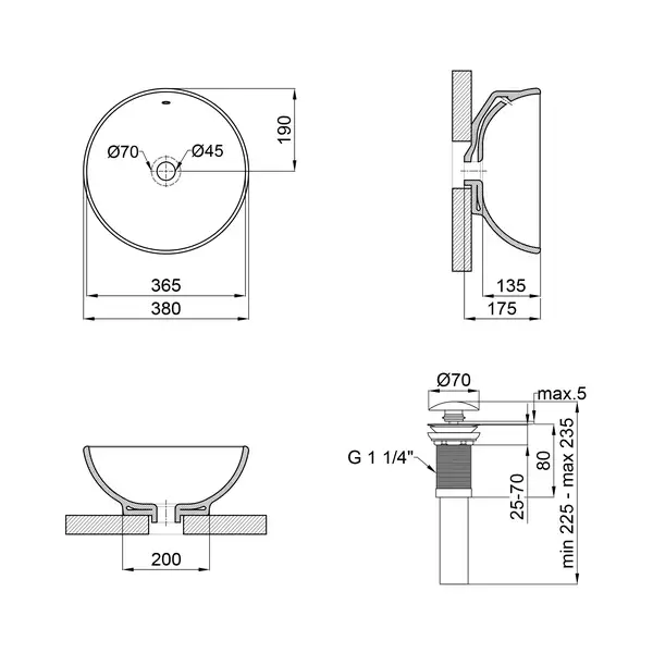 Раковина-чаша Qtap Robin 383х383х175 White с донным клапаном QT1311L408W Раковина-чаша Qtap Robin 383х383х175 White с донным клапаном QT1311L408W