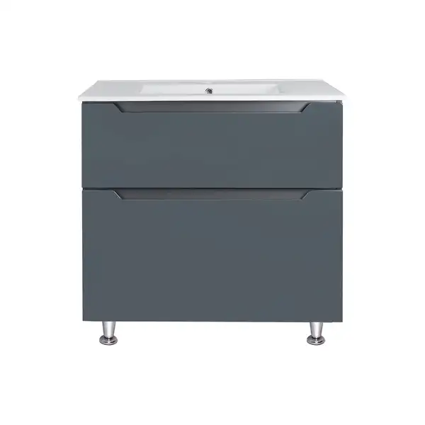 Комплект Qtap Albatross 810х825х460 Graphite тумба напольная + раковина врезная QT1471TNВ8023080CG Комплект Qtap Albatross 810х825х460 Graphite тумба напольная + раковина врезная QT1471TNВ8023080CG