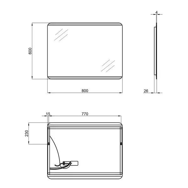 Зеркало Qtap Tern 600x800 с LED-подсветкой QT177812086080W