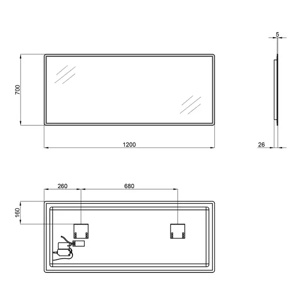 Зеркало Qtap Tern 1200x500 с LED-подсветкой QT1778140450120W Зеркало Qtap Tern 1200x500 с LED-подсветкой QT1778140450120W