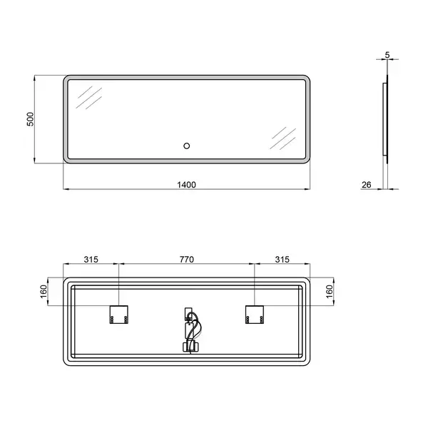 Зеркало Qtap Tern 1400х500 с LED-подсветкой QT1778142750140W Зеркало Qtap Tern 1400х500 с LED-подсветкой QT1778142750140W