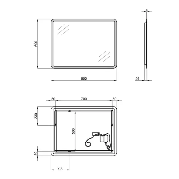 Зеркало Qtap Tern 600x800 с LED-подсветкой, Reverse QT177814276080W