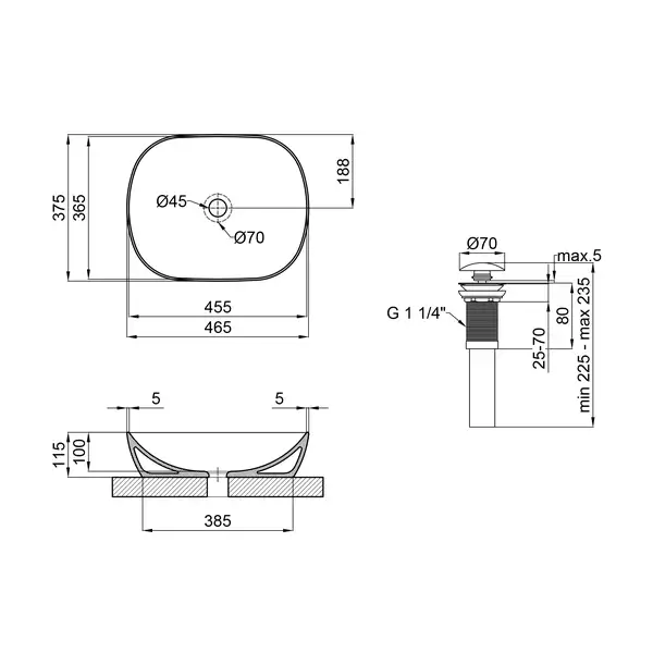 Раковина-чаша Qtap Aquarius 465x375x115 White с донным клапаном QT21112185W Раковина-чаша Qtap Aquarius 465x375x115 White с донным клапаном QT21112185W