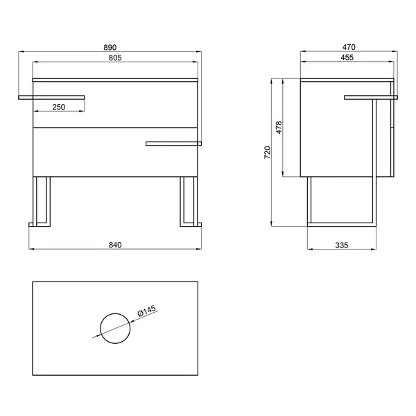 Тумба напольная Qtap Taurus 800х616х437 White/Whitish oak со столешницей QT2480TNT803WWO