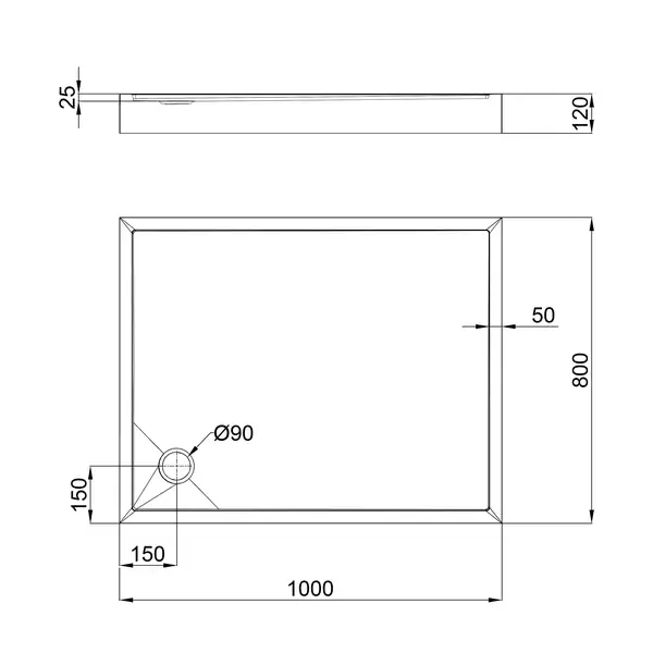 Душевой поддон Qtap Tern 301812W 100x80x12 см + сифон (TERN301812W)
