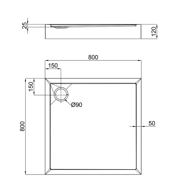 Душевой поддон Qtap Tern 308812W 80x80x12 см + сифон (TERN308812W)
