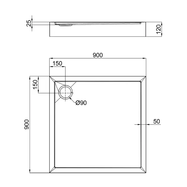 Душевой поддон Qtap Tern 309912W 90x90x12 см + сифон (TERN309912W)