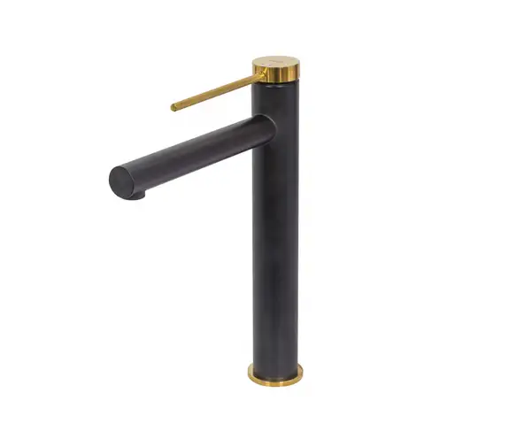 Смеситель для раковины (умывальника) REA GRIP BLACK GOLD высокий черный с золотой вставкой (REA-B9400) Смеситель для раковины (умывальника) REA GRIP BLACK GOLD высокий черный с золотой вставкой (REA-B9400)