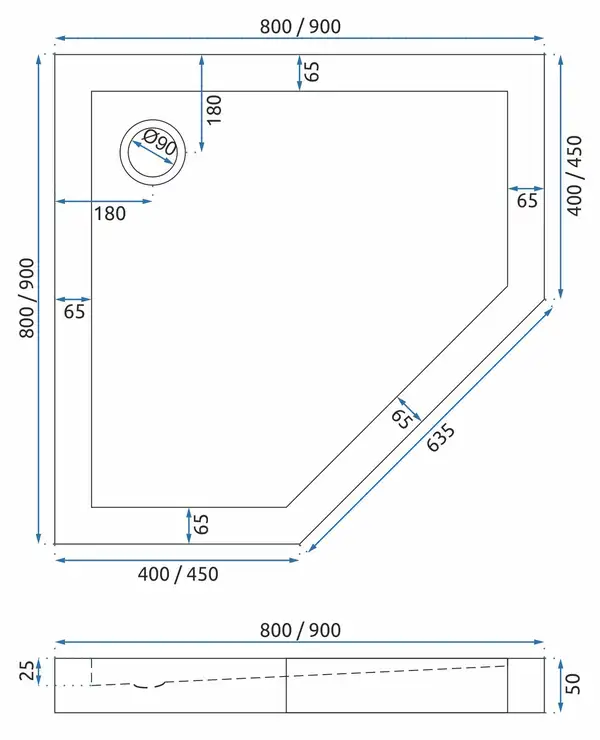 Душевой поддон REA DIAMOND 90X90 BLACK (REA-K8543)