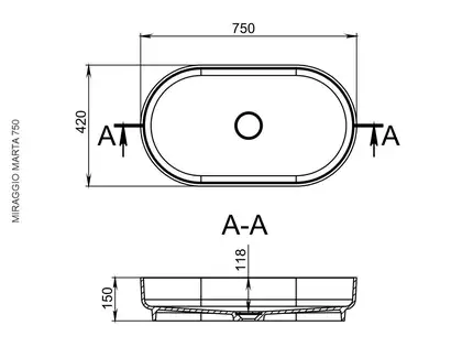 MIRAGGIO MARTA 750 Умивальник, білий (0000728) MIRAGGIO MARTA 750 Умивальник, білий (0000728)