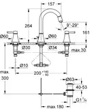 Змішувач для умивальника Grohe Grandera M-Size на 3 отвори, хром (20389000)