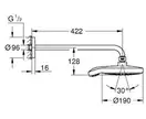 Верхній душ Grohe Power & Soul Cosmopolitan 190 з душовим кронштейном, хром (26172000)