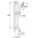 Душовий гарнітур зі штангою, 3 режими струменю Grohe New Tempesta Cosmopolitan (27929002)