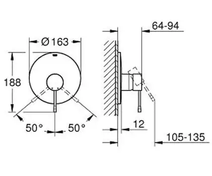 Змішувач для душу прихованого монтажу Grohe Essence New, зовнішня частина для 35501000 (19286001) Змішувач для душу прихованого монтажу Grohe Essence New, зовнішня частина для 35501000 (19286001)