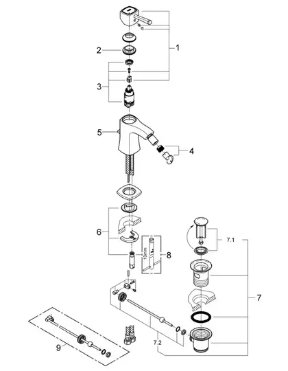 Grohe Grandera Смеситель для биде, хром/золото (23315IG0) Grohe Grandera Смеситель для биде, хром/золото (23315IG0)