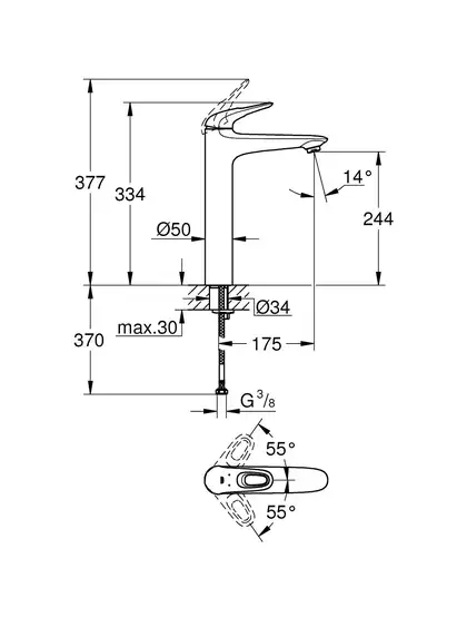Змішувач на стільницю для раковини XL-розміру Grohe Eurostyle (23570003) Змішувач на стільницю для раковини XL-розміру Grohe Eurostyle (23570003)