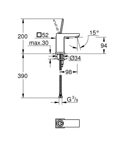 Grohe EuroCube Joy Змішувач для умивальника S-Size, хром (23656000) Grohe EuroCube Joy Змішувач для умивальника S-Size, хром (23656000)