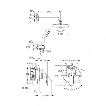GROHE Душовий комплект із системою Tempesta 210 Eurosmart Cosmopolitan (25183001) GROHE Душовий комплект із системою Tempesta 210 Eurosmart Cosmopolitan (25183001)