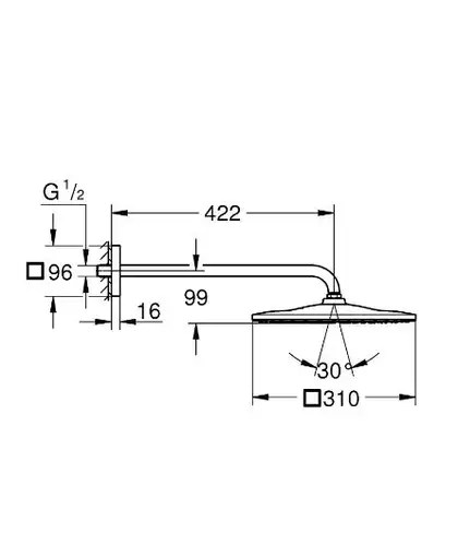 Верхній душ з настінним кронштейном Grohe Rainshower Mono (26563000) Верхній душ з настінним кронштейном Grohe Rainshower Mono (26563000)