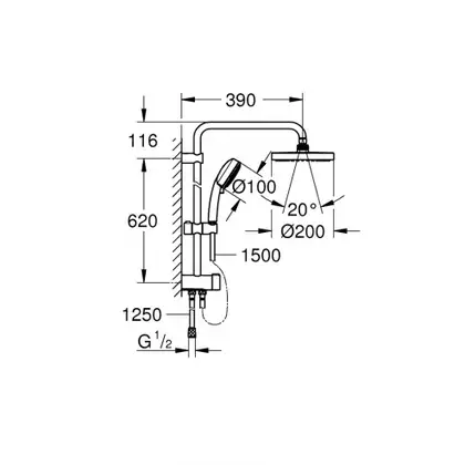 Grohe New Tempesta System Душевая система, хром (27389002)