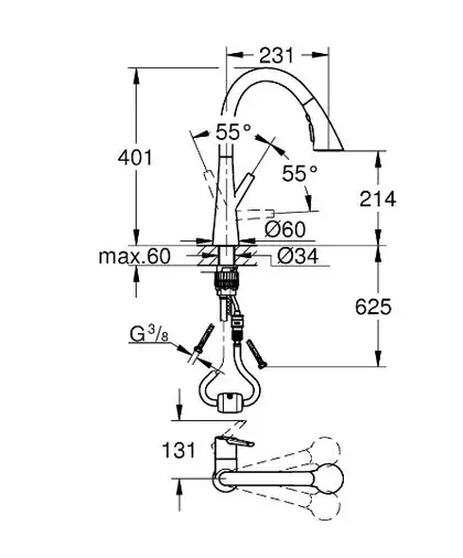 Grohe Zedra Смеситель для кухни, выдвижной, хром (32294002)