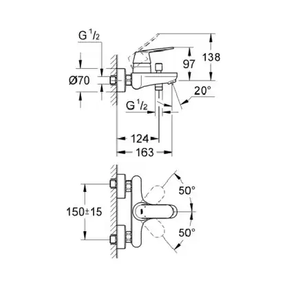 Grohe Eurosmart Cosmopolitan Смеситель для ванны, хром (32831000) Grohe Eurosmart Cosmopolitan Смеситель для ванны, хром (32831000)