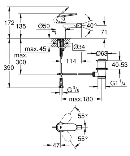 Grohe Eurosmart Cosmopolitan Змішувач для біде, хром (32839000)