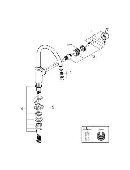 Grohe Eurosmart Cosmopolitan Змішувач для кухні, хром (32843002) Grohe Eurosmart Cosmopolitan Змішувач для кухні, хром (32843002)
