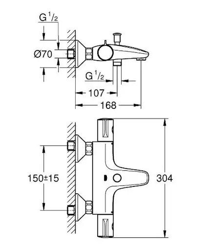 Grohe Grohtherm 800 Термостат для ванны, хром (34567000) Grohe Grohtherm 800 Термостат для ванны, хром (34567000)