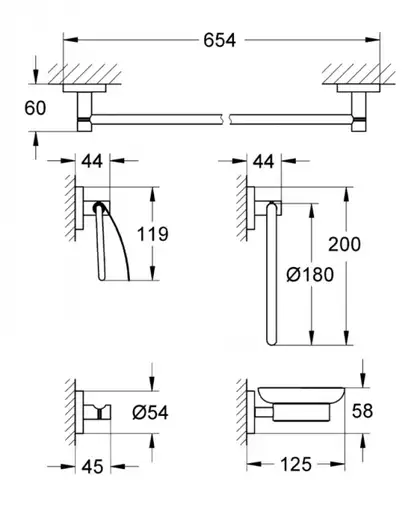 Набір аксесуарів 5 в 1 Grohe Essentials New (40344001) Набір аксесуарів 5 в 1 Grohe Essentials New (40344001)