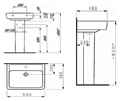 Раковина подвесная 55 х 48 см Laufen Pro (H8189510001041)