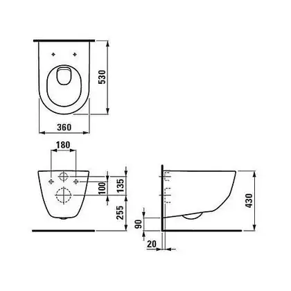 Laufen PRO Rimless унитаз подвесной, в комплекте с сиденьем стандарт, с системой плавного опускания (H8619570000001)