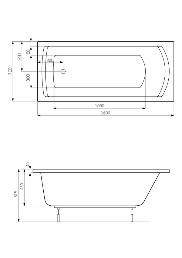 Roca LINEA ванна 160*70см прямоугольная, с ножками (A24T018000) Roca LINEA ванна 160*70см прямоугольная, с ножками (A24T018000)