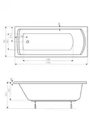 Ванна Linea  XL 1700X750  A24T050000+ ніжки  Roca  ІСПАНІЯ (A24T050000)