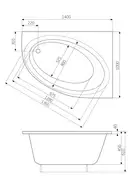 Ванна A24T193000 Orbita акрилова кутова 1400x1000мм, права Roca ІСПАНІЯ