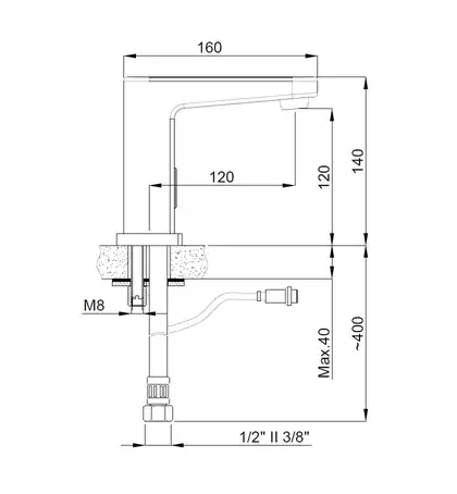 15454501 Sensomax Photocell Змішувач для раковини на фотоелементах, підкл. 1/2, хром Adell (15454501)