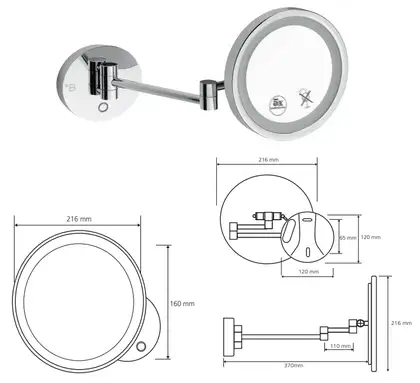 Косметичне дзеркало 112101149  з підсвіткою LED Bemeta Чехія