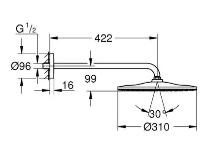 Верхній душ з настінним кронштейном Grohe Rainshower Mono (26557000) Верхній душ з настінним кронштейном Grohe Rainshower Mono (26557000)