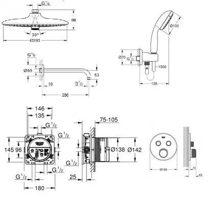 GROHE Душевая система GROHTHERM SMARTCONTROL (34614SC1) GROHE Душевая система GROHTHERM SMARTCONTROL (34614SC1)