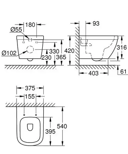 3953800L Унітаз підвісний GROHE Euro Ceramic + кришка в/п GROHE НІМЕЧЧИНА (3953800L (39538000+39330001)) 3953800L Унітаз підвісний GROHE Euro Ceramic + кришка в/п GROHE НІМЕЧЧИНА (3953800L (39538000+39330001))