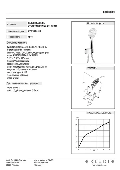 Kludi Freshline Душовий гарнітур, хром (6787005-00)