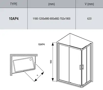 Ravak 10AP4 Душевая кабина 120x90, белый (0ZVG70100Z1)