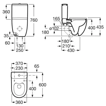 Roca Meridian-N Compacto Rimless Унітаз, білий (A34224L000) Roca Meridian-N Compacto Rimless Унітаз, білий (A34224L000)