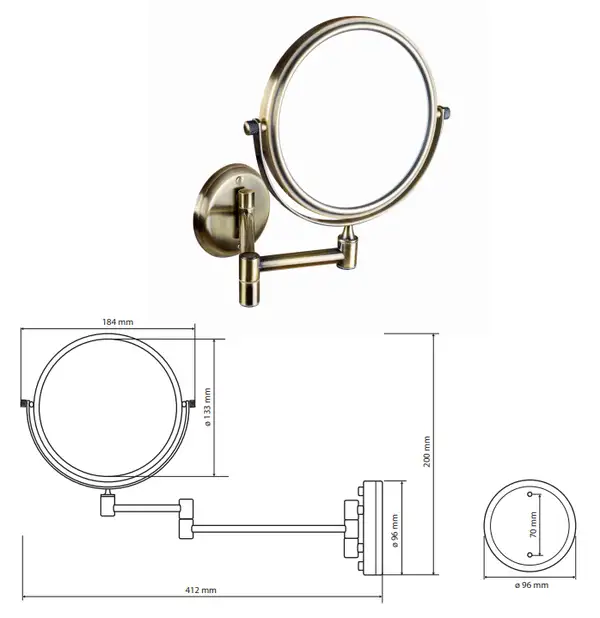 106101697 mirror Retro Дзеркало косметичне(бронза) , Bemeta (106101697)