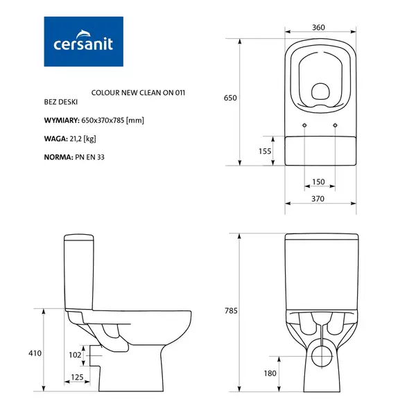 Cersanit Компакт 366 COLOUR 011 без сидіння  Церсаніт (CCKZ1011330789)