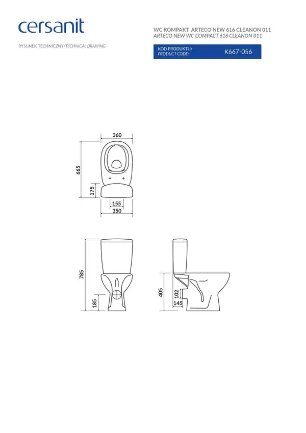 Cersanit Компакт 616 Arteco 011 3/5 New Co Ts Arteco Dur Antib Sc Eo Церсаніт ПОЛЬЩА (CCKZ1014021894)